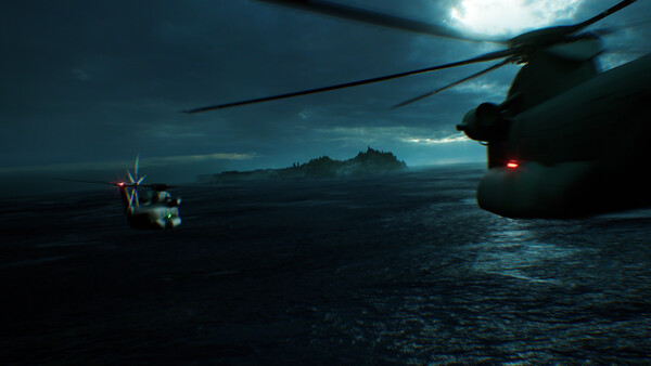 Official Resident Evil Veronica screenshot showing an island approach